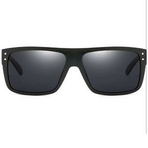 NWT DUBERY Unisex Wide Frame Polarized Black Sunglasses